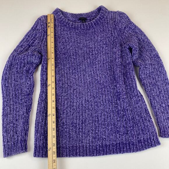 Talbots purple chenille knit crewneck sweater Cozy Winter Sz Small - Picture 2 of 9